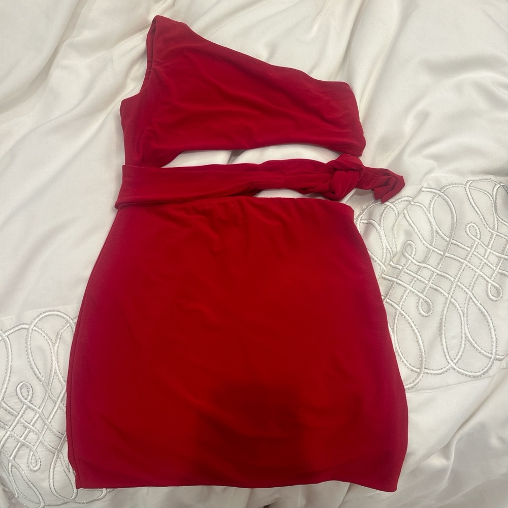 Red Asymmetrical One-Shoulder Cocktail Dress